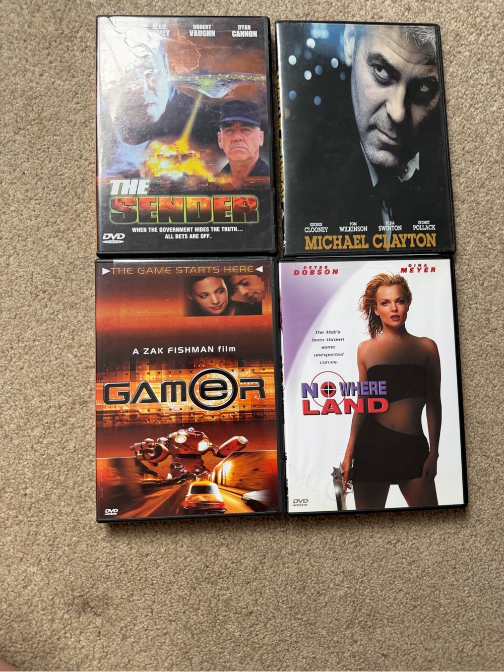 Lot of 4 DVD Michael Clayton The Sender Gamer Nowhere Land